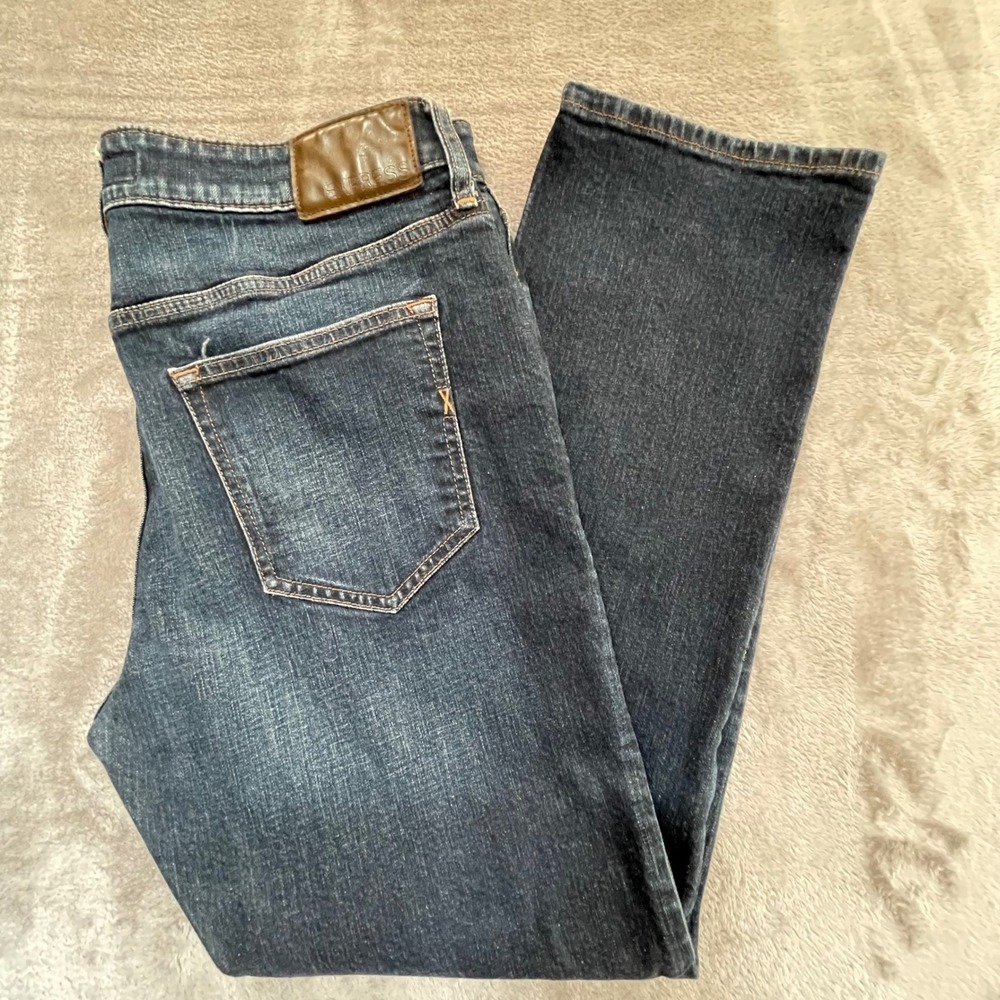 Express Slim Straight Stretch Mens Dark Wash Blue Denim Jeans 33x30 5735